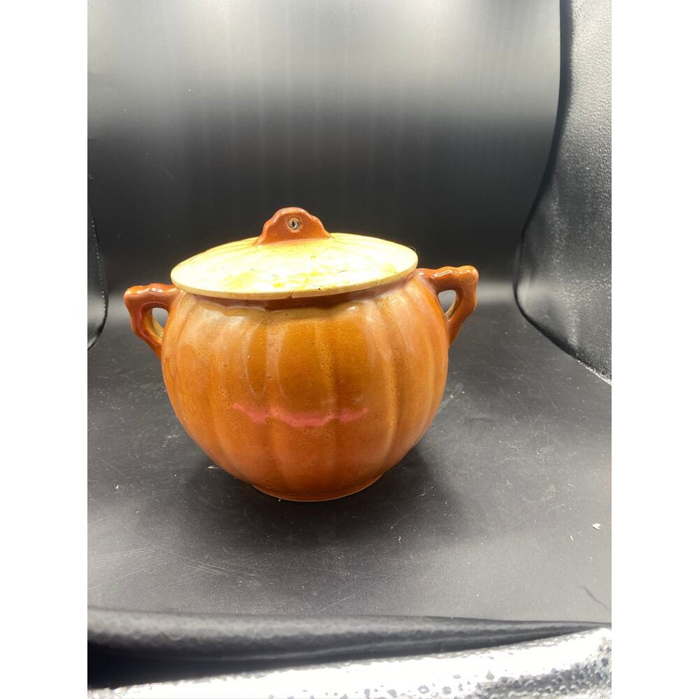 Vintage Peedee CA Pottery Soup Tureen With Lid Round Orange Brown - Picture 5 of 6